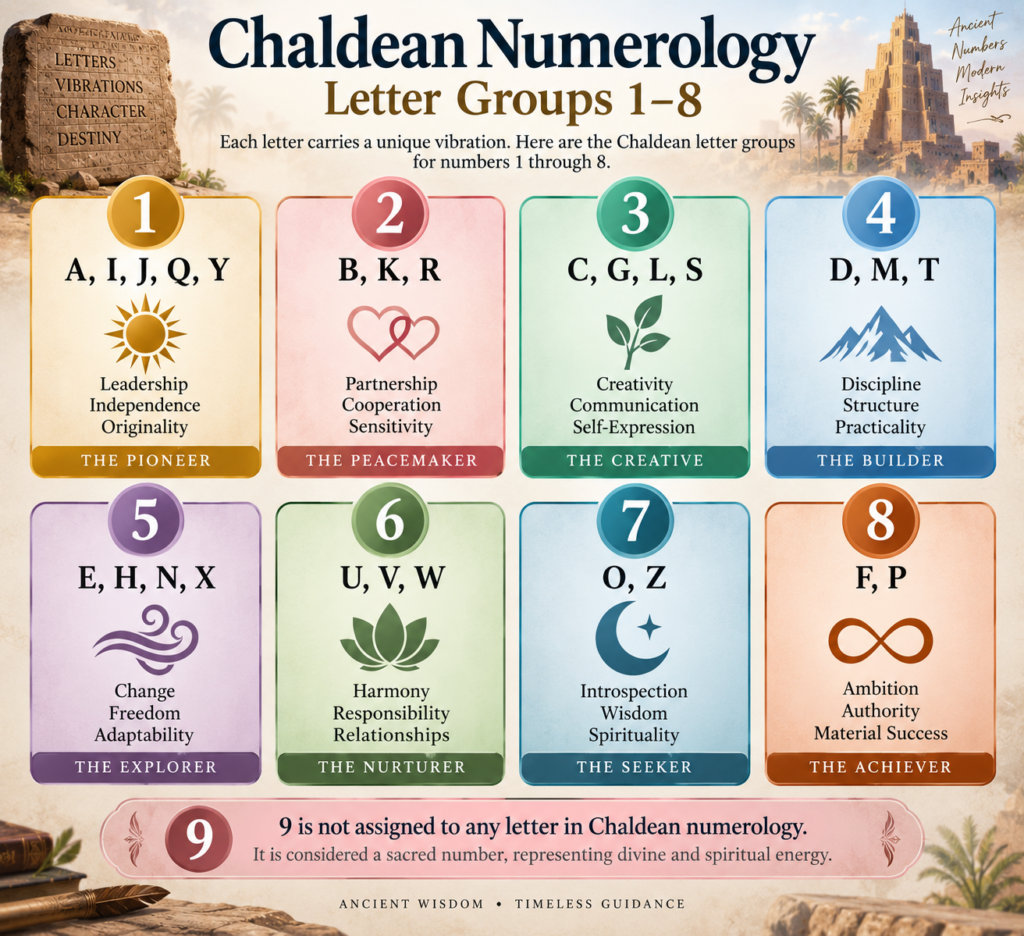 The Complete Chaldean Letter-to-Number Chart