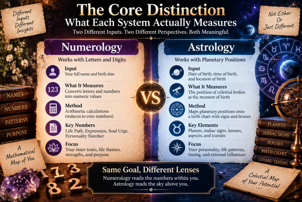 Numerology vs Astrology: What's the Real Difference? 2 The Core Distinction: What Each System Actually Measures